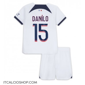 Paris Saint-Germain Danilo Pereira #15 Seconda Maglia Bambino 2023-24 Manica Corta (+ Pantaloni corti)